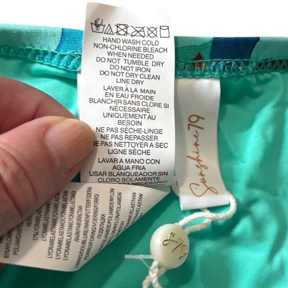 Sunshine 79 Teal Floral Bikini Bottoms with Hip Ring Details Size 14 NWT - Picture 5 of 7